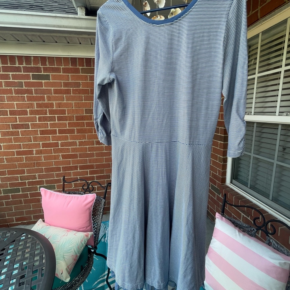 EUC Matilda Jane Navy Striped Long Sleeve Dress Worn Once Tulle Underlay Skirt